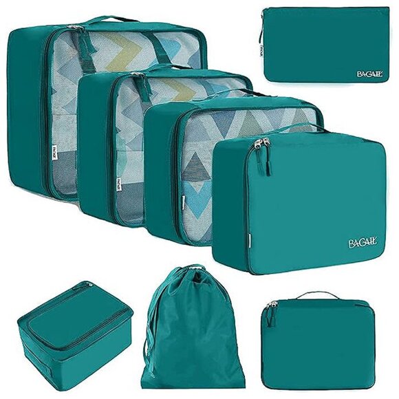 Handbags - 8 Set Packing Cubes Luggage Packing Organizers for Travel Accessories Teal